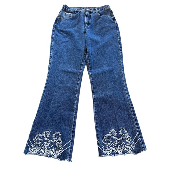 Revolt Jeans Denim - REVOLT Y2K Boho Embroidered Hem Wide Leg Jeans High Rise 32x30 Size 14 Hippie